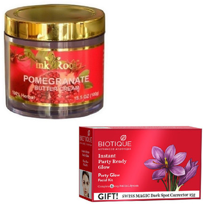 

Pink Root POMEGRANATE SCRUB 100GM WITH BIOTIQUE PARTY GLOW FACIAL KIT 65GM(Set of 2)