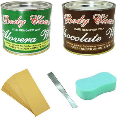 

Body Clean Aloevera and Chocolate wax with 70 Strips, Applicator & Sponge.(Set of 05)