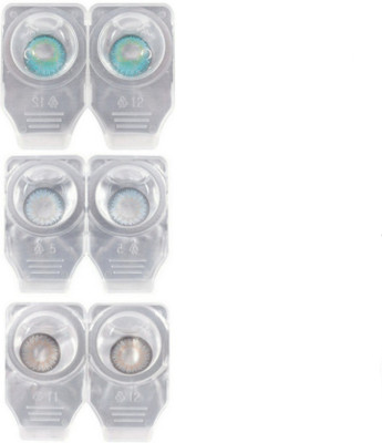 

Drr teleservices Zero power monthly lense 3 pair Monthly Contact Lens(0, Aqva blue, Blue, Grey, Pack of 3)