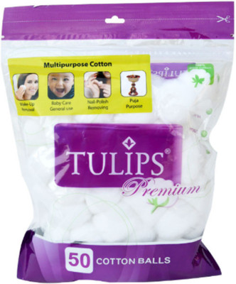 

Tulips PREMIUM 50 COTTON BALLS PACK OF 2- 100 COTTON BALLS(50 Units)