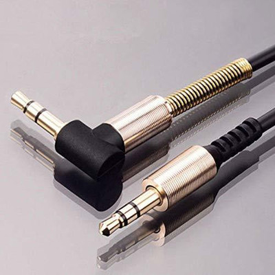 Wonder World ®Audio Cable, 3.5mm Jack Male To Male 90 Degree Right Angle Aux Cable 1 m AUX Cable(Compatible with Universal, Black, One Cable)