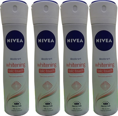 

Nivea Whitening Talc Touch (4 x 150ml) Deodorant Spray - For Women(600 ml, Pack of 4)