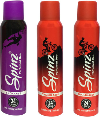 

SPINZ 1 ENCHANTE & 2 TRAIL BLAZER Body Spray - For Women(450 ml, Pack of 3)