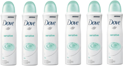 

Dove Sensitive Anti-perspirant Spray 0% Alcohol 150ml Each (Pack of 6) Deodorant Spray - For Women(900 ml, Pack of 6)