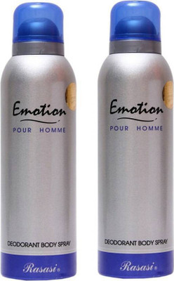 

Rasasi ***EMOTION SILVER MEN Body Spray - For Men Deodorant Spray - For Men(400 ml, Pack of 2)