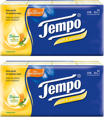 

Tempo Pocket Handkerchief Soft & Sensitive 4-ply 9pulls 8packs (Pack of 2)(Pack of 144)