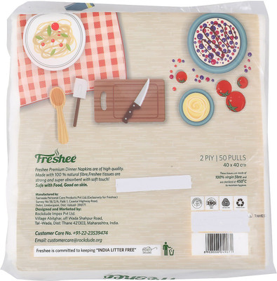 Freshee 50 pulls 2 ply Dinner Napkin tissue that offers a fresh soft and hygienic experience White Paper Napkins