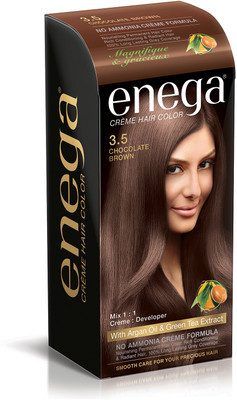

Enega Cream hair color (100 ml/each) superior quality with Argan Oil & Green Tea extract NO AMMONIA Cream FORMULA smooth care for your precious hair! (Pack of 1) Hair Color(CHOCOLATE BROWN 3.5)