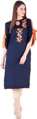 Neel Fab Women Embroidered Straight Kurta(Blue)