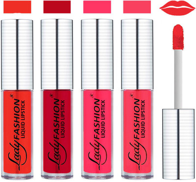 

Lady Fashion College Girls Sensational Matte Kiss Proof Liquid Lipstick(Orange, Violet, Magenta, Baby Pink)
