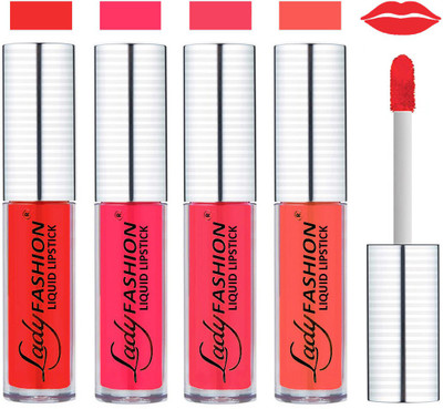 

Lady Fashion College Girls Sensational Matte Kiss Proof Liquid Lipstick(Milky Red, Magenta, Baby Pink, Peach Nude)