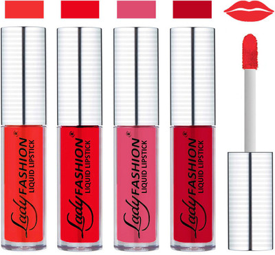 

Lady Fashion College Girls Sensational Matte Kiss Proof Liquid Lipstick(Milky Red, Vieux Lusture, Violet, Magenta)