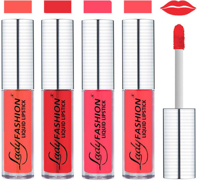 

Lady Fashion College Girls Sensational Matte Kiss Proof Liquid Lipstick(Peach Nude, Red, Wintage Tempting, Rose Down)