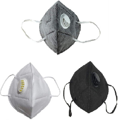 

mra fashion PM2.5 3 piece Black, Whit, Grey Anti Pollution Face Mask with Activated Carbon- Filter, PM2.5 Filtration, Adjustable Nose Clip: for Men/Women Mask
