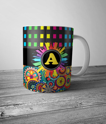 

99Sublimation Designer Alphabet A Ceramic Mug(350 ml), Multicolor