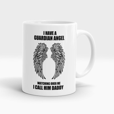 LASTWAVE I Have A Guardian Angel White Coffee Ceramic Coffee Mug(325 ml)