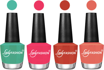 

Lady Fashion Most Alluring High Gloss Effect Matte Nail Polish Combo ( Set of 4 ) Green , Sweet Pink, Light Copper, Peach(Pack of 4)