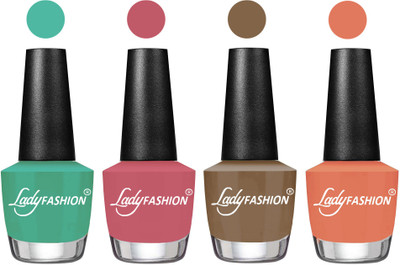 

Lady Fashion Most Alluring High Gloss Effect Matte Nail Polish Combo ( Set of 4 ) Green , Nude Pink, Brown Beige, Coral(Pack of 4)