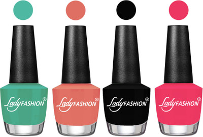 

Lady Fashion Most Alluring High Gloss Effect Matte Nail Polish Combo ( Set of 4 ) Green , Coral Sunset, Black, Sweet Pink(Pack of 4)
