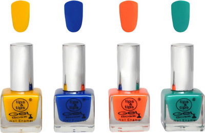 

Lips & Tips Gel Based Matte Finish Nail Polish Combo set of 4 - Yellow, Blue, Orange, Teal Multicolor(Pack of 4)