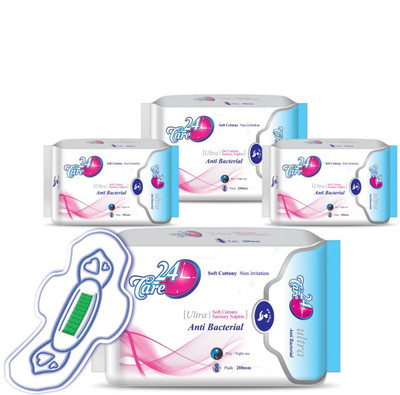 

24 Care Ultra Anti Bactrial Sanitary Pad Sanitary Pad(Pack of 8)