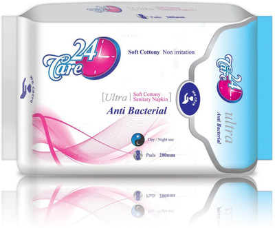 

24 Care Ultra Anti Bacterial Sanitary Pad Sanitary Pad(Pack of 8)
