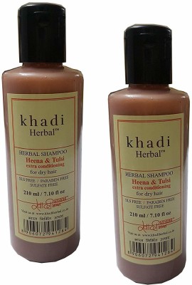 

Khadi Herbal Heena & Tulsi Shampoo - SLS and Paraben Free Pack of 2 (420 ML)(420 ml)