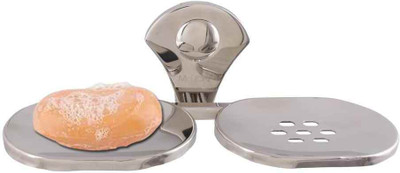 

McLION Soap Box, Soap Tray, Double Soap Dish, Round Soap Dish, Bathroom Soap Holder(Glossy Finish, Grade 202 Stainless Steel)