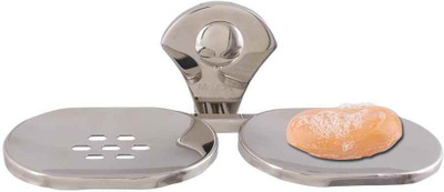 

McLION Double Soap Dish, Double Round Soap Dish, Bathroom Soap Holder, Soap Dish-Suction, Soap Box, Soap Tray High(Glossy Finish, Grade 202 Stainless Steel)