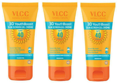 

VLCC Natural Sciences, 3D Youth Boost SPF 40 (Paraben Free) Sunscreen Gel Creme, 100g X 3=300g - SPF 40 PA+++(300 g)