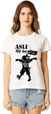 Aseria Graphic Print Women Round Neck White T-Shirt