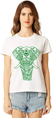 Aseria Graphic Print Women Round Neck White T-Shirt