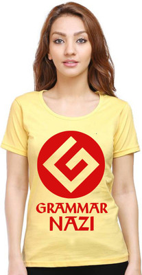 Aseria Graphic Print Women Round Neck Yellow T-Shirt