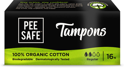 

Pee Safe 100% Organic Cotton Tampons - Pack of 16 (Regular) Tampons(Pack of 16)