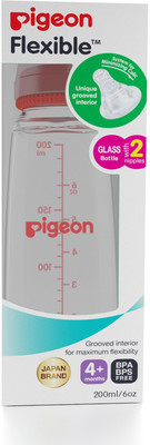 Pigeon GLASS FEEDING BOTTLE ADD NIPPLE M - 200 ml(Red)