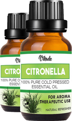 

VIHADO 100% Pure Citronella Essential Oil Natural & Undiluted (Cymbopogon Nardus) (10 ml) (Pack of 2)(10 ml)