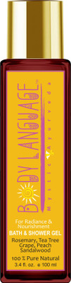 

Body Language Bath & Shower Gel - Rosemary, Tea Tree, Grape, Peach & Sandalwood – Natural Ayurveda - 100 Ml(100 ml)