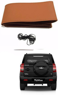 AYW Hand Stiched Steering Cover For Mahindra TUV 300(Tan, Leather)