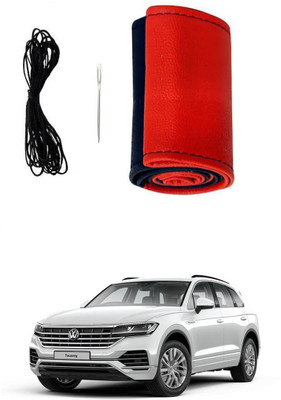 AYW Hand Stiched Steering Cover For Volkswagen Touareg(Red, Black, Leather)