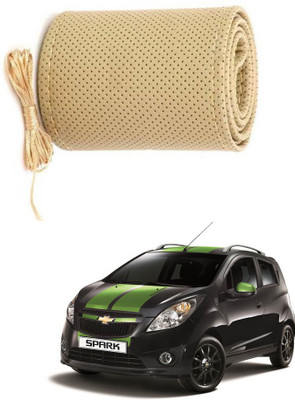 AYW Hand Stiched Steering Cover For Chevrolet Spark(Beige, Leather)