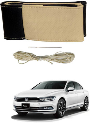 AYW Hand Stiched Steering Cover For Volkswagen Polo Cross(Black, Beige, Leather)
