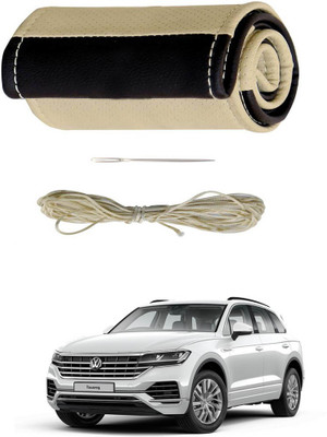 AYW Hand Stiched Steering Cover For Volkswagen Touareg(Beige, Brown, Leather)