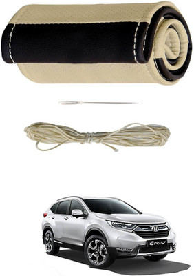 AYW Hand Stiched Steering Cover For Honda CR-V(Beige, Brown, Leather)
