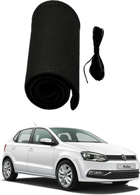 AYW Hand Stiched Steering Cover For Volkswagen Polo(Black, Leather)