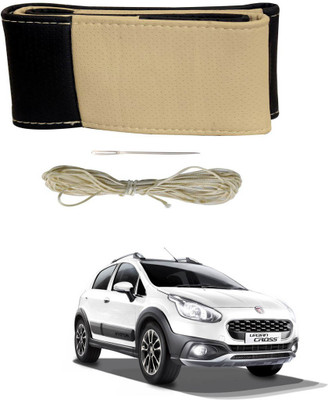 AYW Hand Stiched Steering Cover For Fiat Corsa(Black, Beige, Leather)