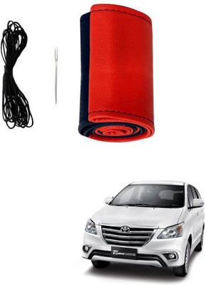 AYW Hand Stiched Steering Cover For Toyota Innova(Red, Black, Leather)