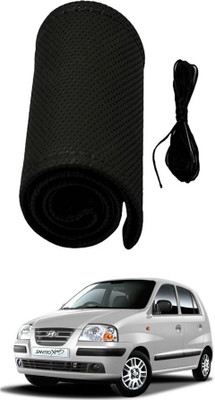 AYW Hand Stiched Steering Cover For Hyundai Santro Xing(Black, Leather)