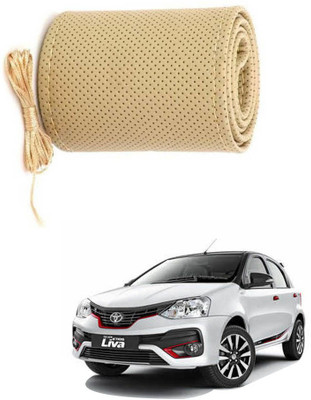 AYW Hand Stiched Steering Cover For Toyota Etios Liva(Beige, Leather)