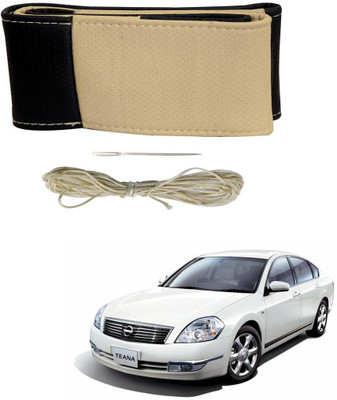 AYW Hand Stiched Steering Cover For Nissan Teana(Black, Beige, Leather)