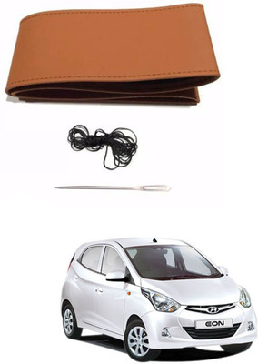 AYW Hand Stiched Steering Cover For Hyundai Eon(Tan, Leather)